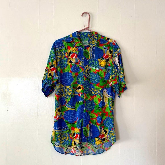 Vintage 1980s Men’s JAMS WORLD Colorful Button Down Shirt Small